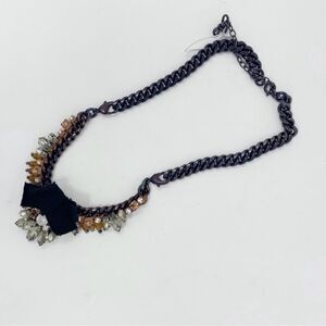 New CAbi Black and Brown Necklace with Silver Accents